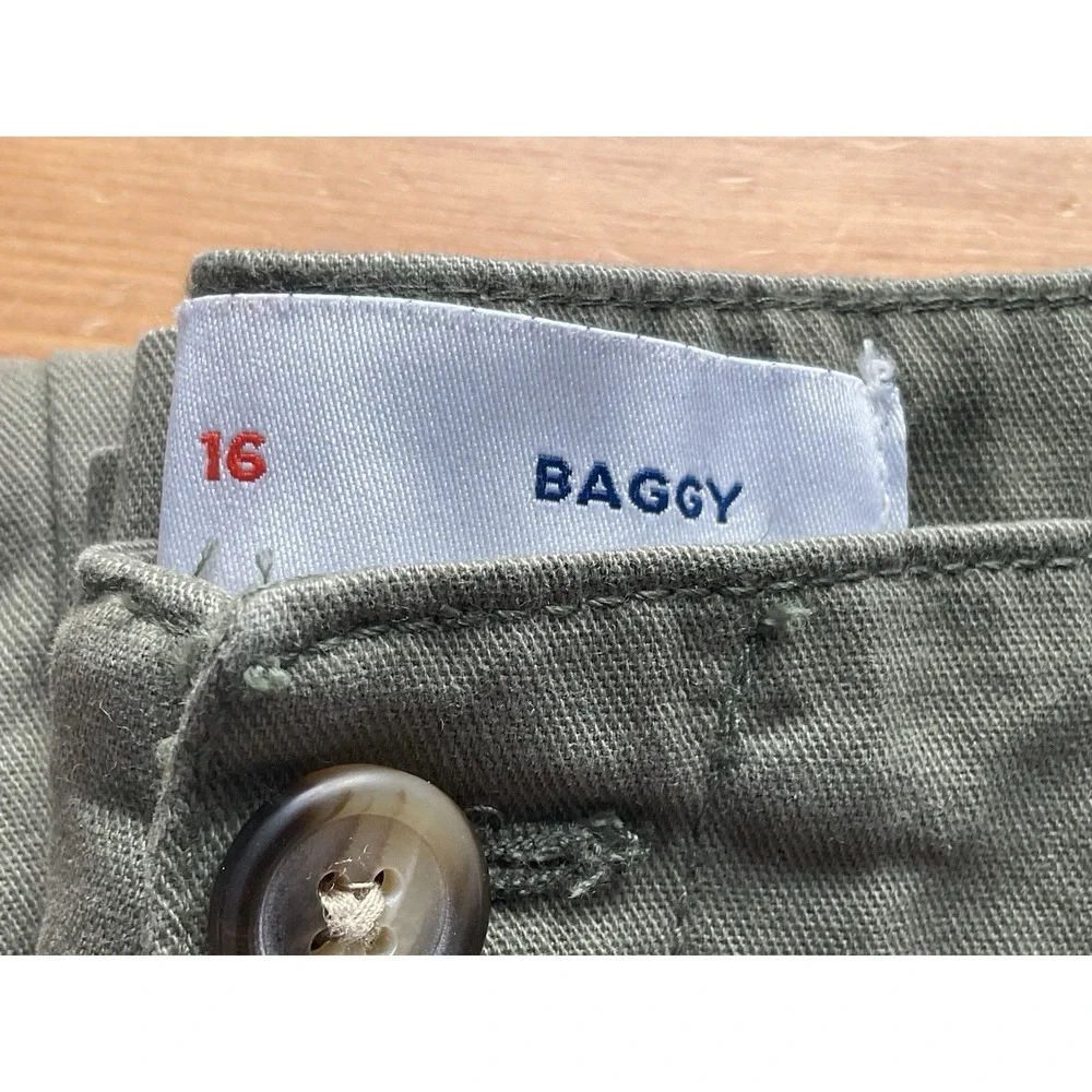 NWT Old Navy Olive Green Baggy‎ Pants, Boys Size 16 - Adjustable Waist Chino